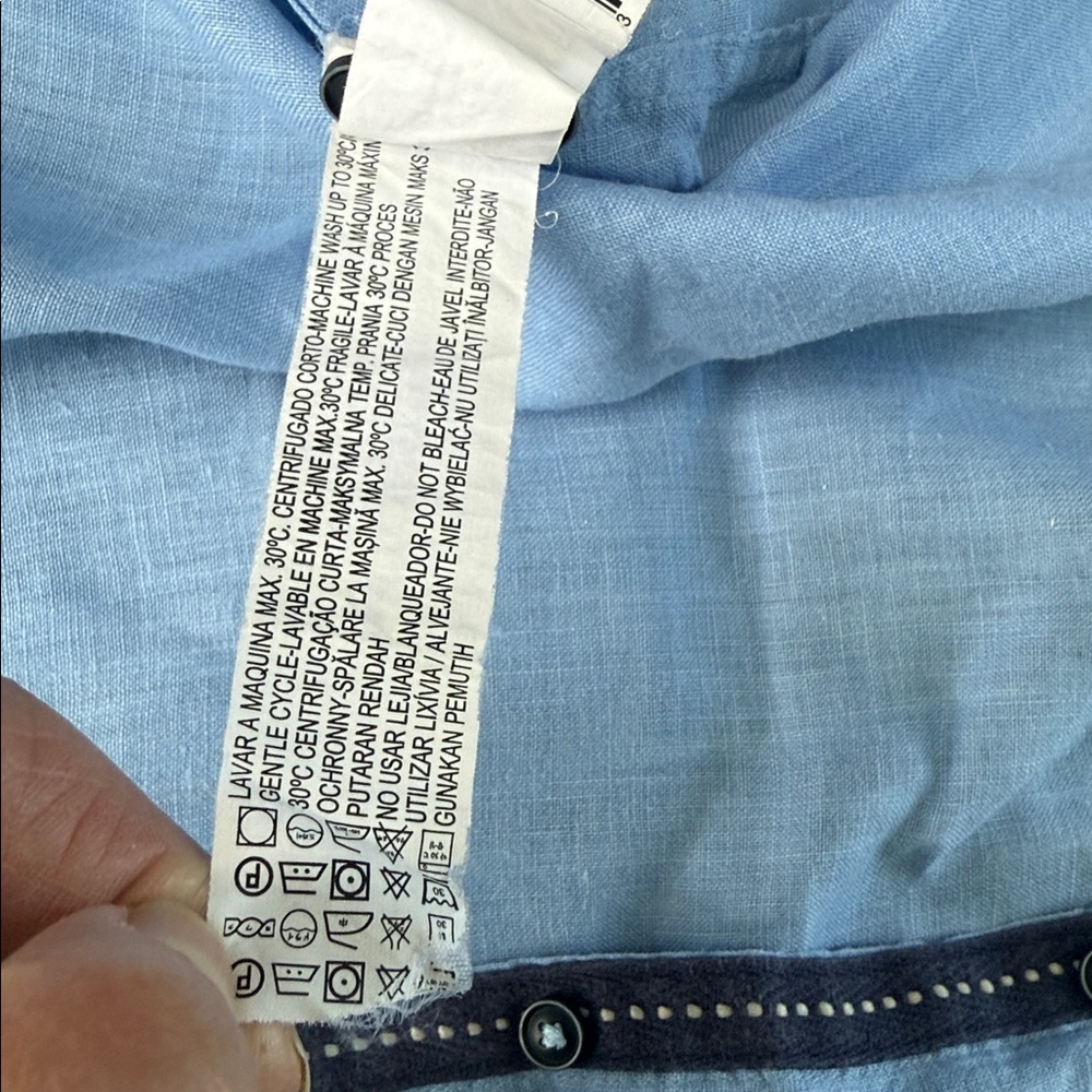 Zara Man Basic Linen Blue Slim Fit Shirt. - Picture 3 of 5